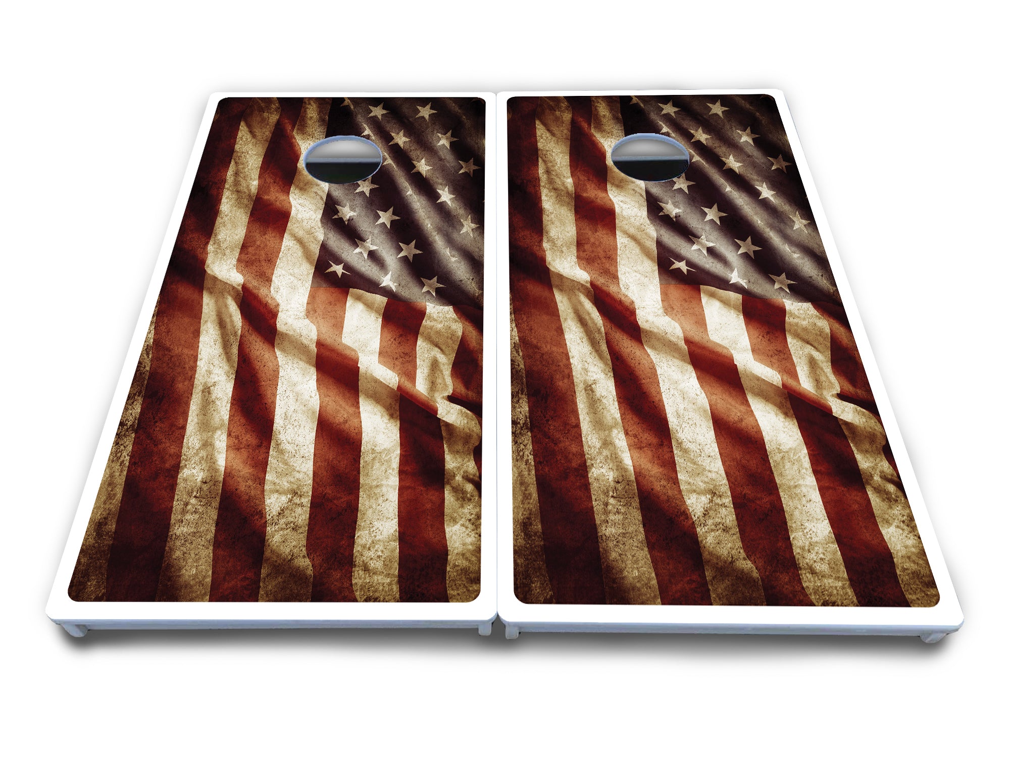 Rustic Wavy Flag Cornhole Boards - All Weather Series