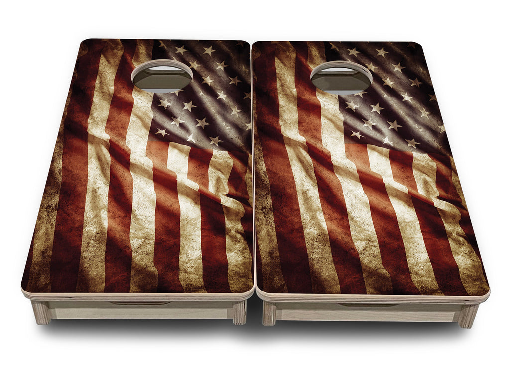 Rustic Wavy Flag - Mini or Vacation Size Cornhole Boards