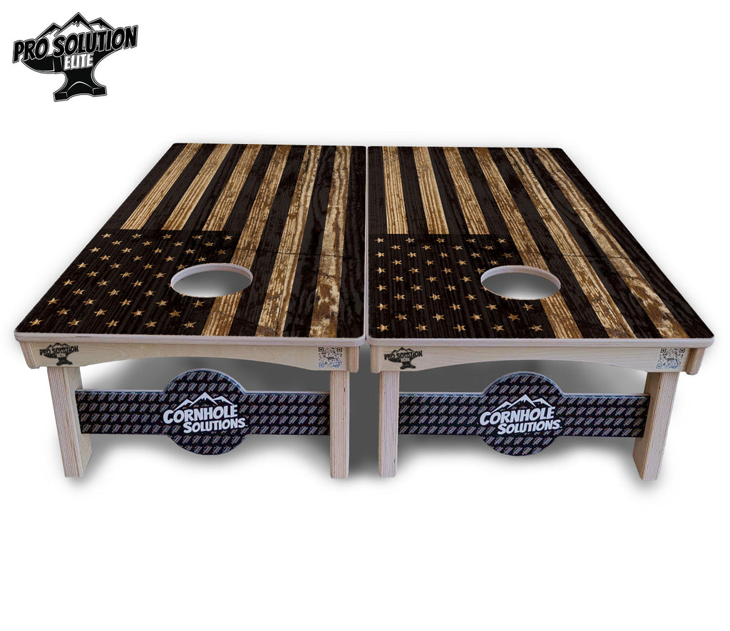Wood DTOM & Wood Flag Cornhole Boards - Pro Solution Elite Series