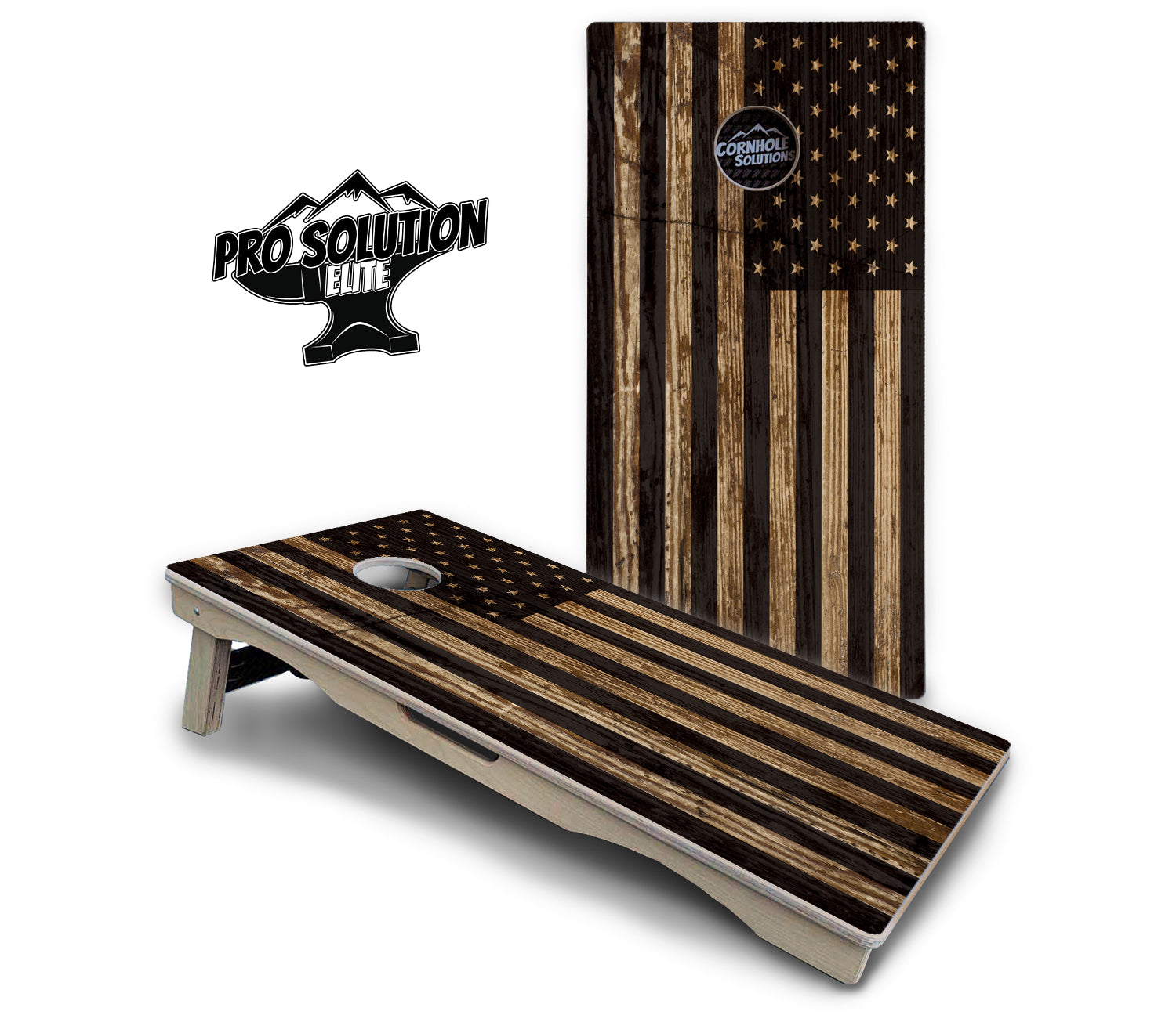 Wood DTOM & Wood Flag Cornhole Boards - Pro Solution Elite Series