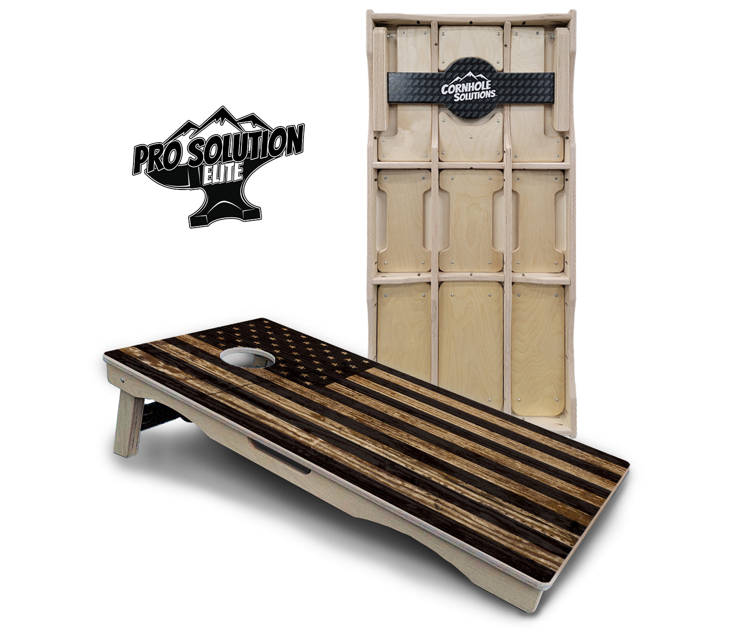 Wood DTOM & Wood Flag Cornhole Boards - Pro Solution Elite Series