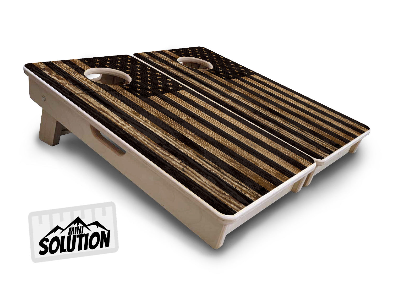 Wood DTOM & Wood Flag - Mini or Vacation Size Cornhole Boards