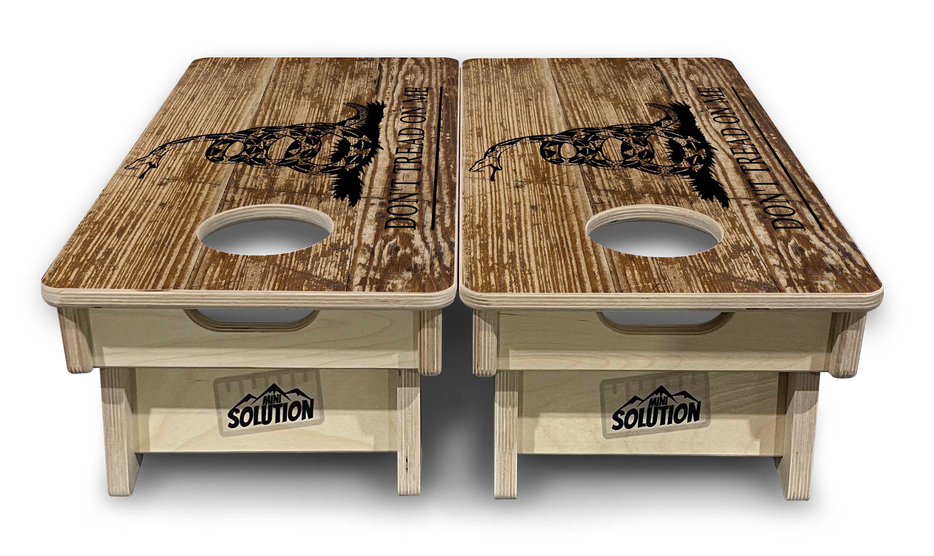 Wood DTOM & Wood Flag - Mini or Vacation Size Cornhole Boards
