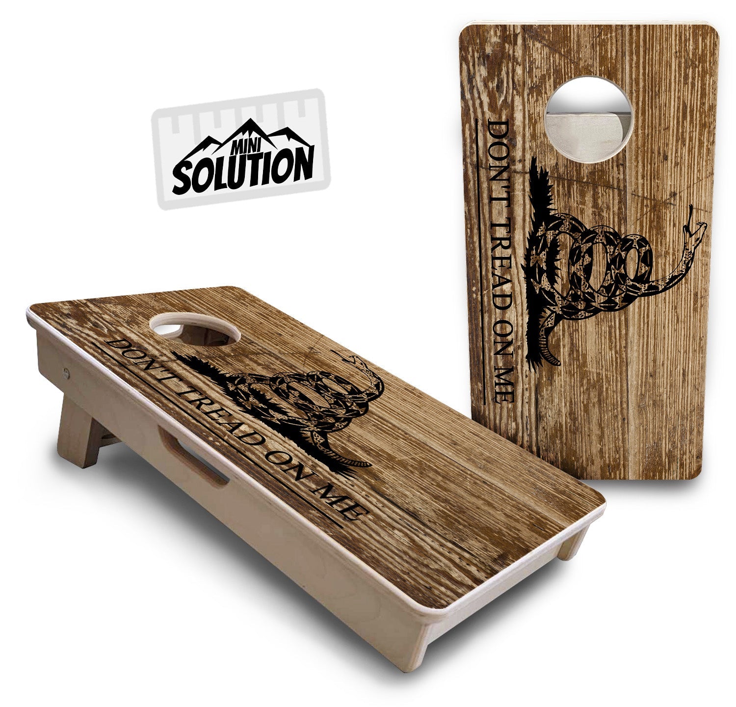 Wood DTOM & Wood Flag - Mini or Vacation Size Cornhole Boards