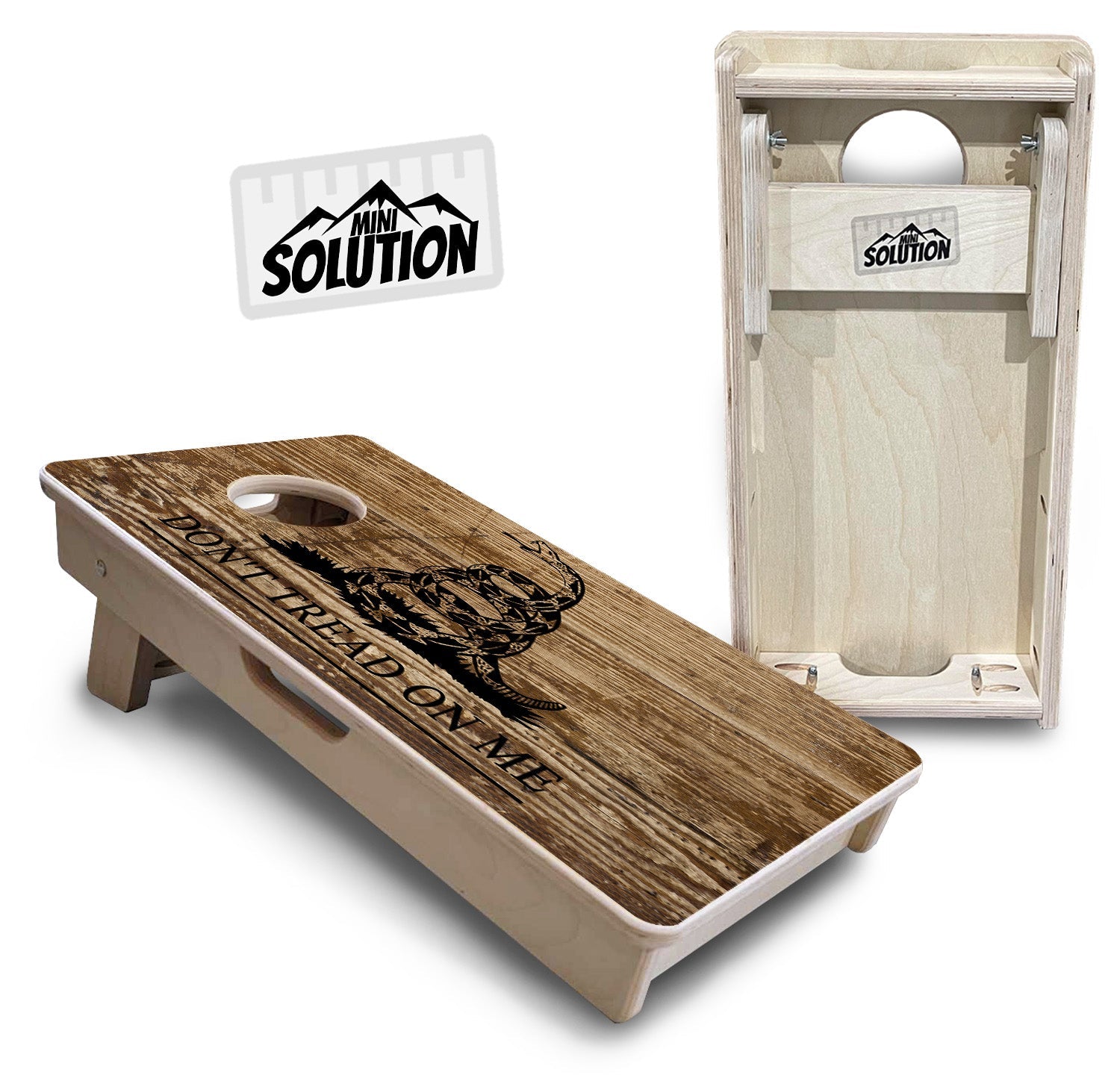 Wood DTOM & Wood Flag - Mini or Vacation Size Cornhole Boards