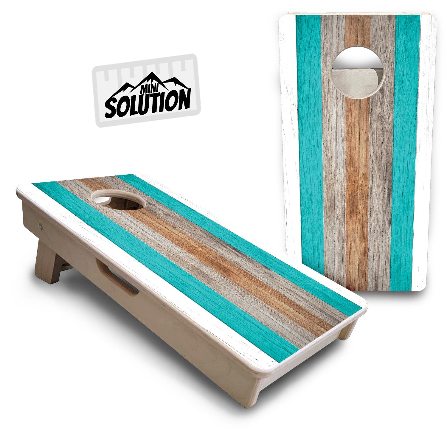 Beach Theme Stripe - Mini or Vacation Size Cornhole Boards