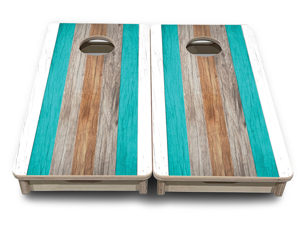 Beach Theme Stripe - Mini or Vacation Size Cornhole Boards