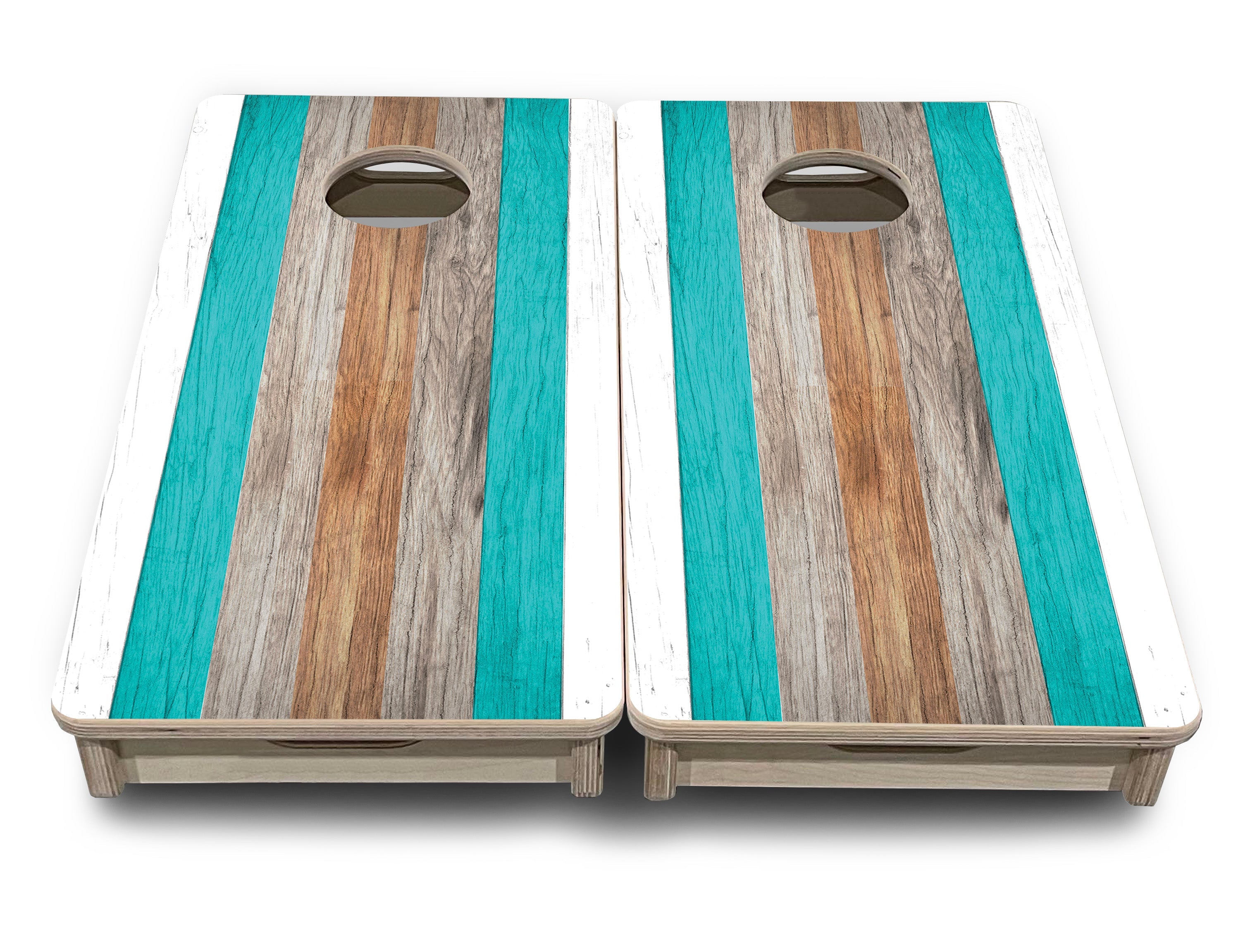 Beach Theme Stripe - Mini or Vacation Size Cornhole Boards