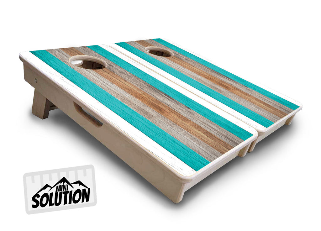 Beach Theme Stripe - Mini or Vacation Size Cornhole Boards