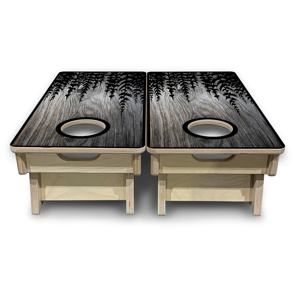 Greyscale Pine Trees - Mini or Vacation Size Cornhole Boards