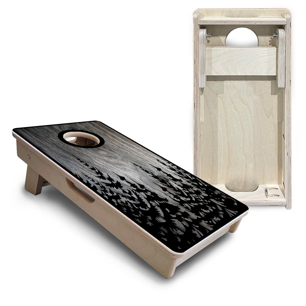 Greyscale Pine Trees - Mini or Vacation Size Cornhole Boards