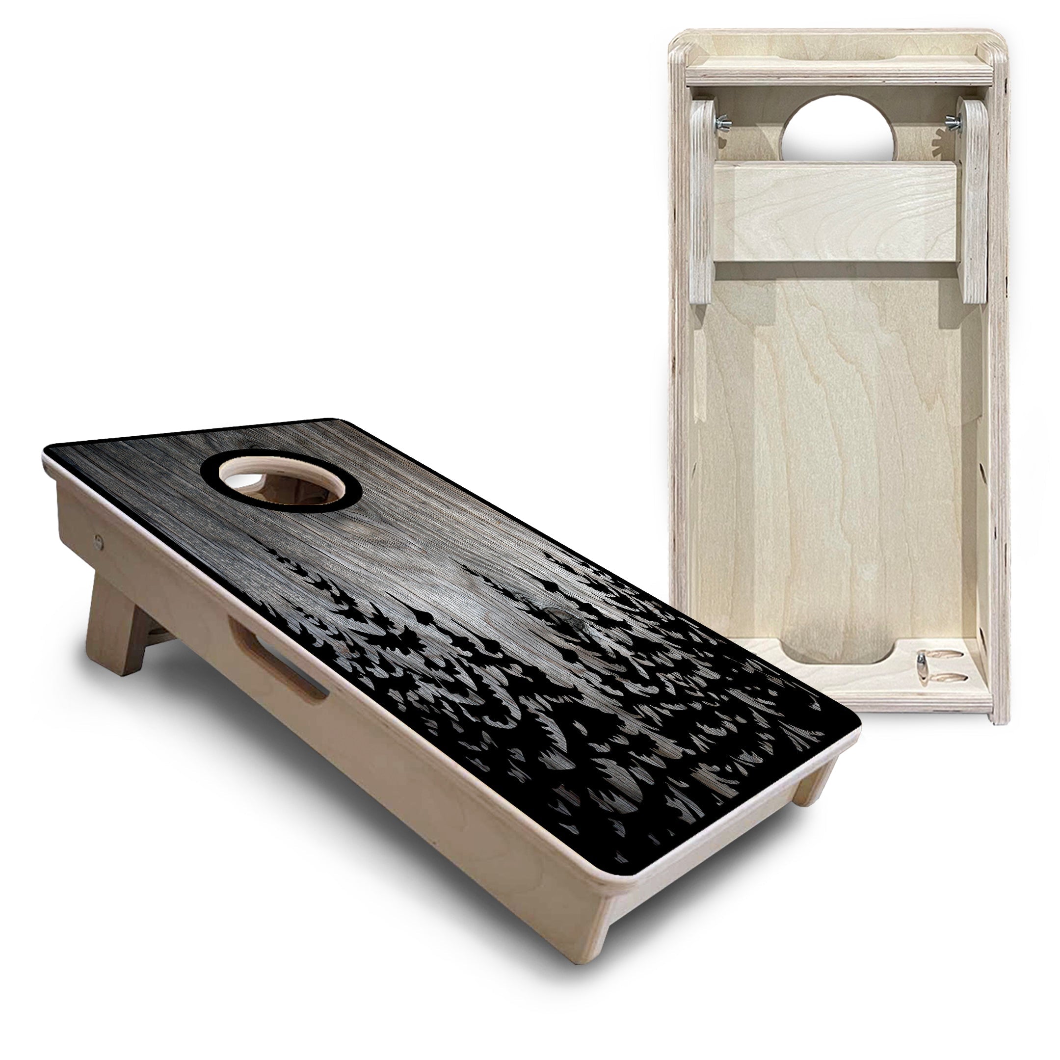 Greyscale Pine Trees - Mini or Vacation Size Cornhole Boards