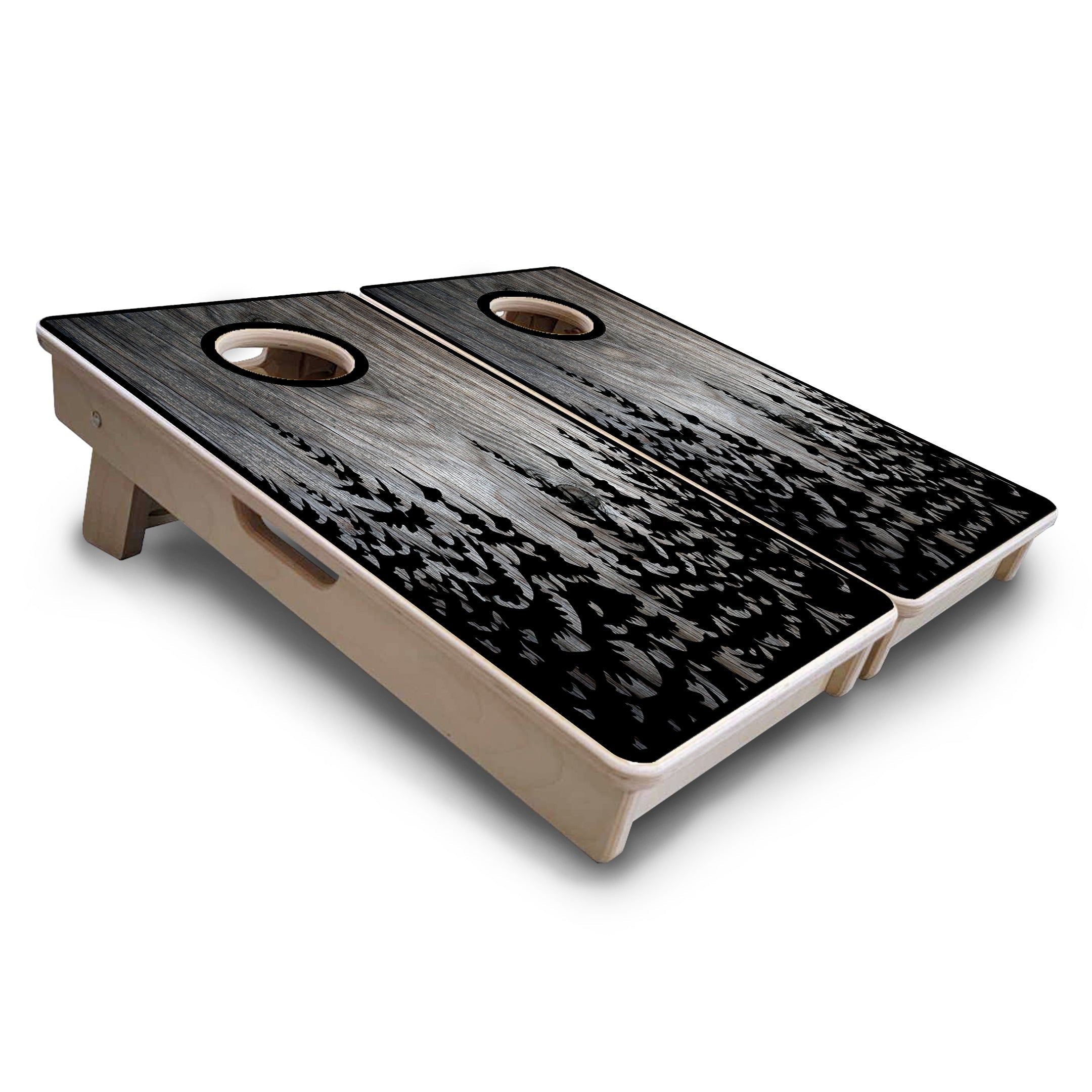 Greyscale Pine Trees - Mini or Vacation Size Cornhole Boards