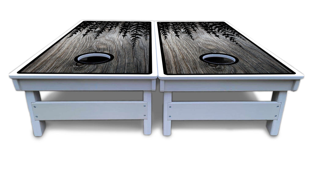 Greyscale Pine Trees Cornhole Boards - All Weather Series