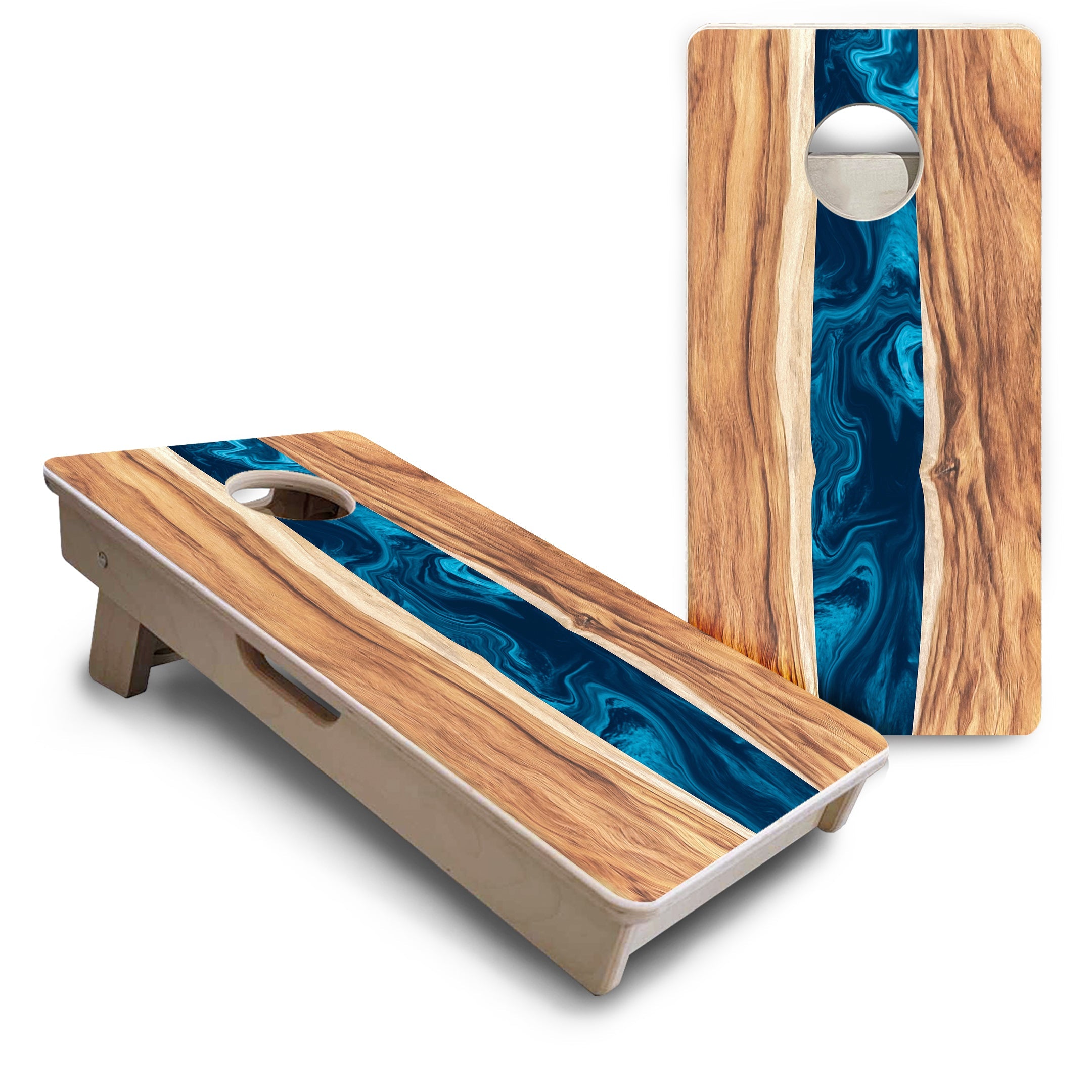 Live Edge River - Mini or Vacation Size Cornhole Boards