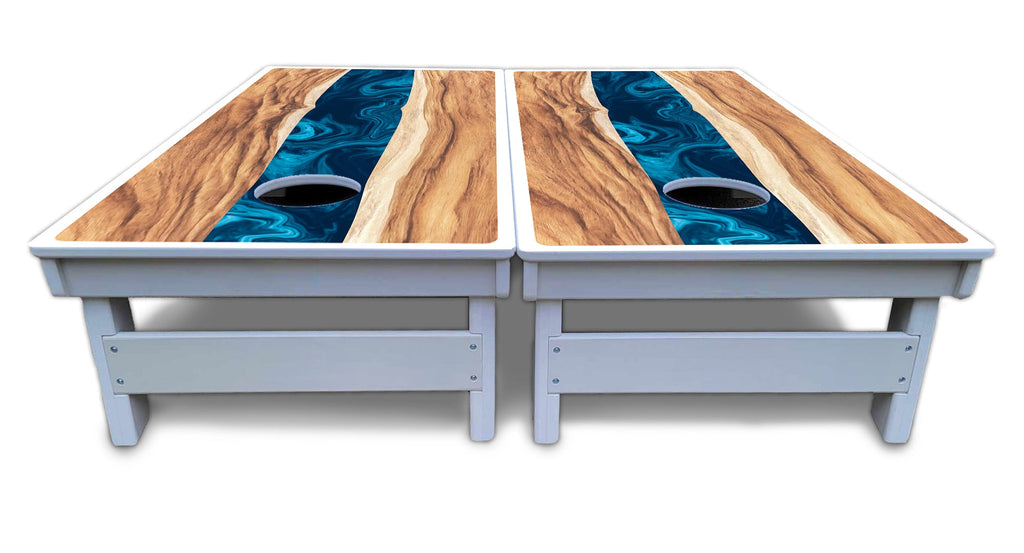 Live Edge River Cornhole Boards - All Weather Series