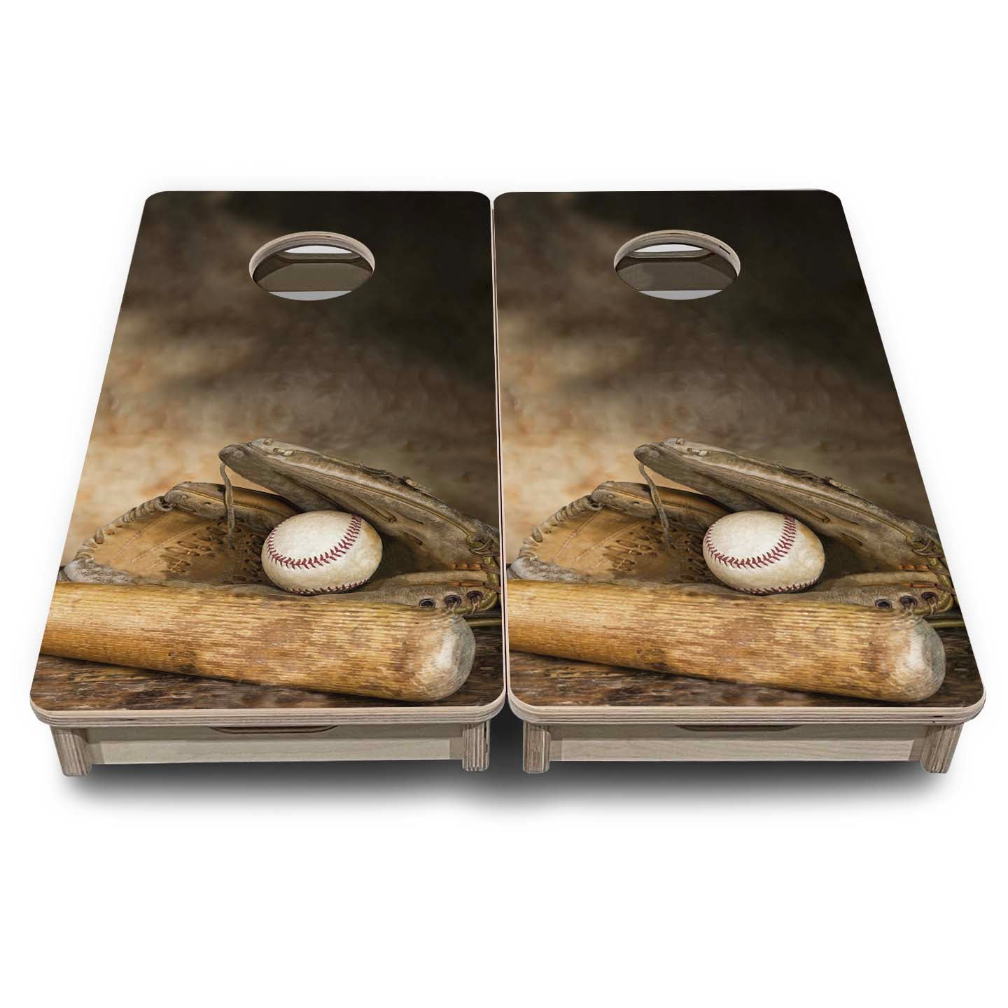 Worn Baseball & Glove - Mini or Vacation Size Cornhole Boards