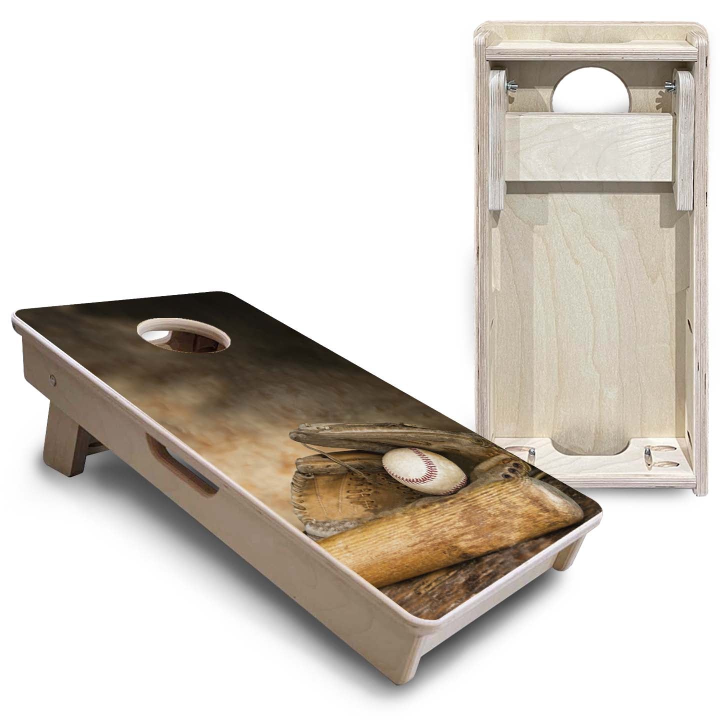 Worn Baseball & Glove - Mini or Vacation Size Cornhole Boards