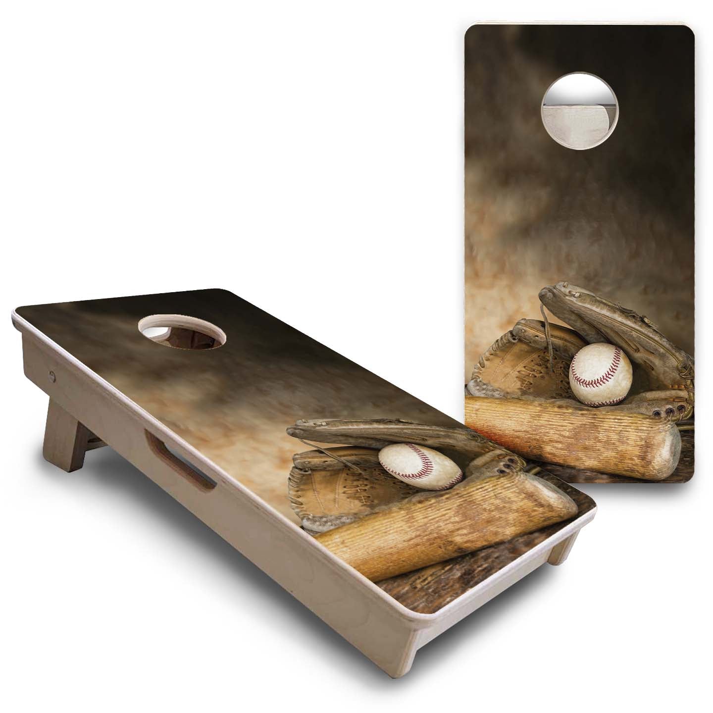 Worn Baseball & Glove - Mini or Vacation Size Cornhole Boards