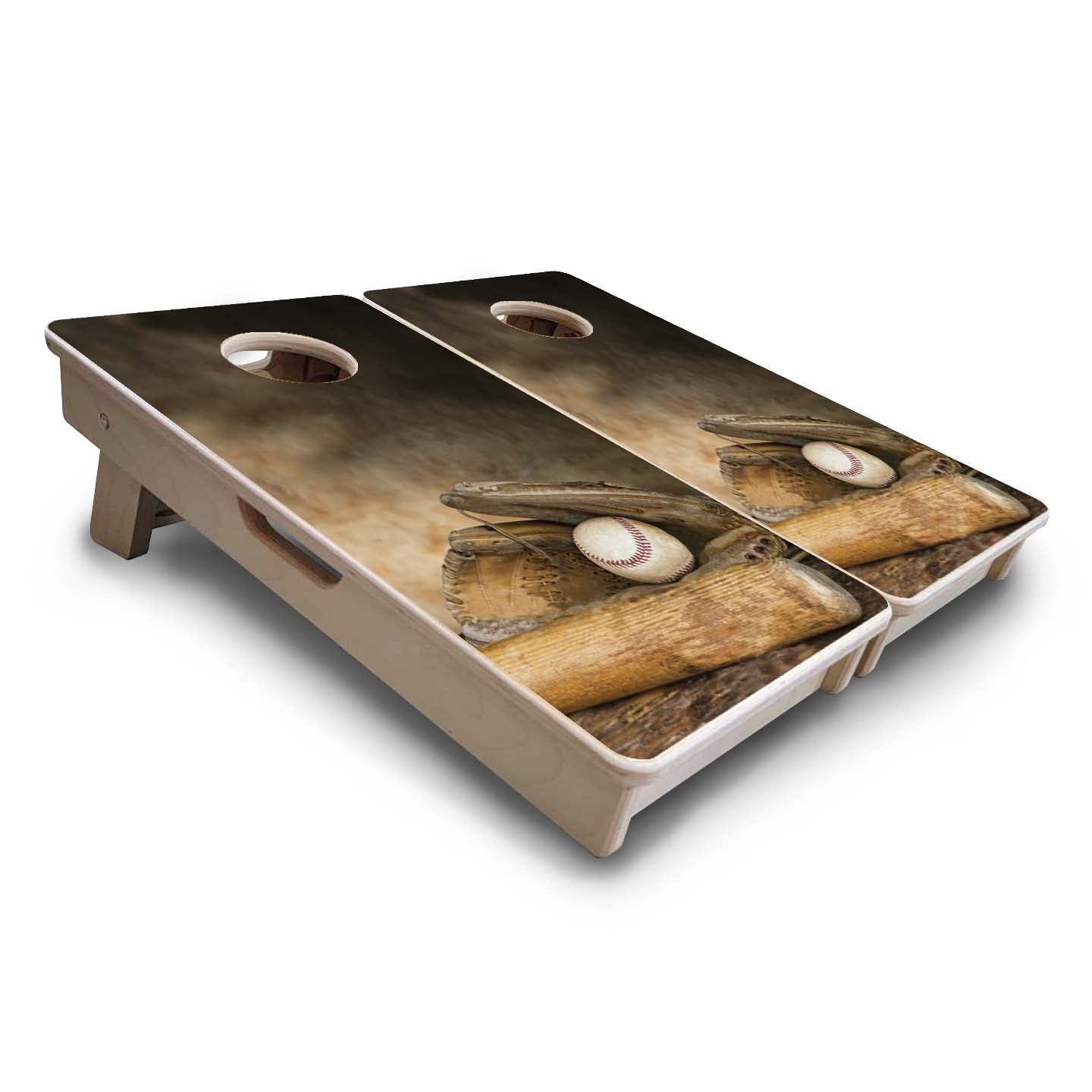 Worn Baseball & Glove - Mini or Vacation Size Cornhole Boards