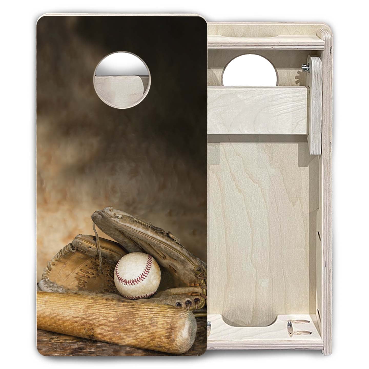 Worn Baseball & Glove - Mini or Vacation Size Cornhole Boards