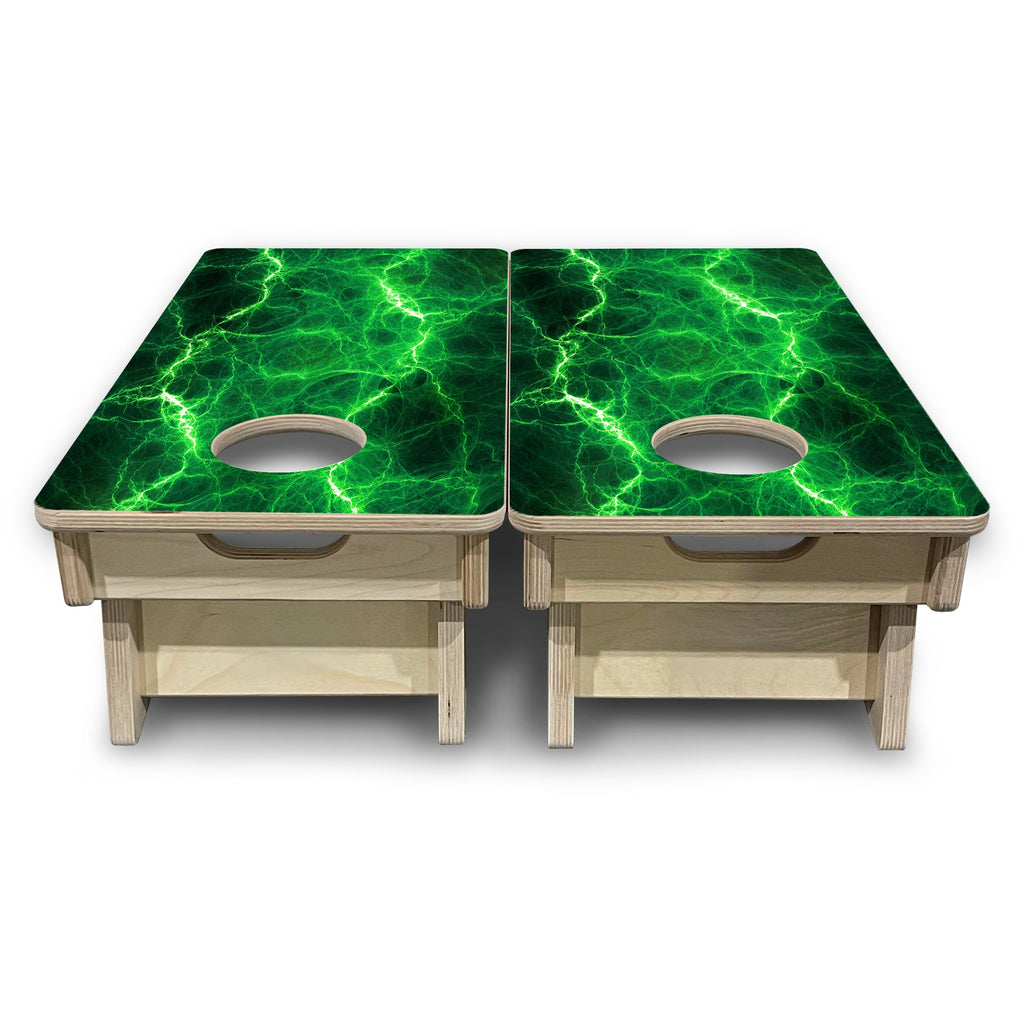 Blue & Green Lightning - Mini or Vacation Size Cornhole Boards