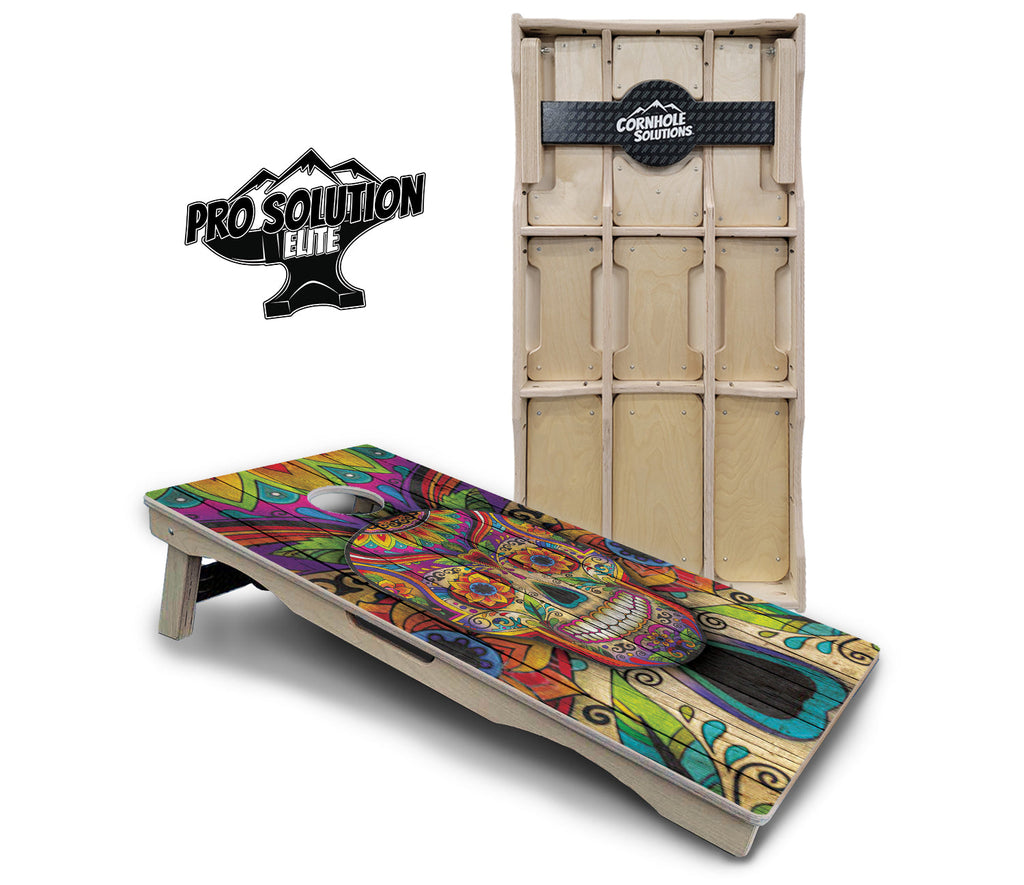Sugar Skull Cornhole Boards - Pro Solution Elite Series - Colorful