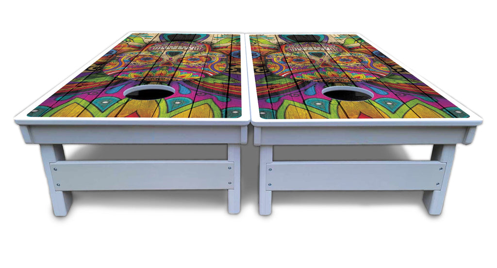 Sugar Skull Cornhole Boards - All Weather Series - Colorful