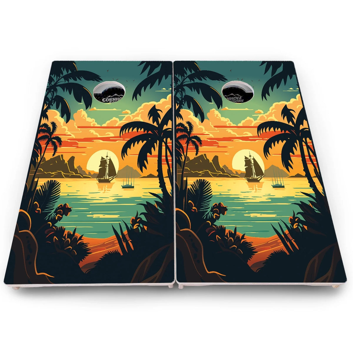 Beach Sunset Cornhole Boards - Pro Solution Lite Series