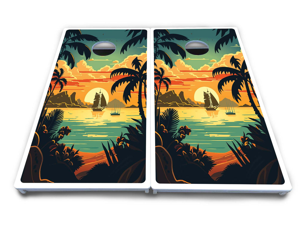 Beach Sunset Cornhole Boards - All Weather Series