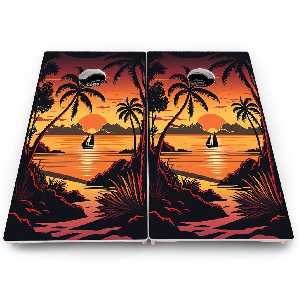 Beach Sunset Cornhole Boards - Pro Solution Lite Series