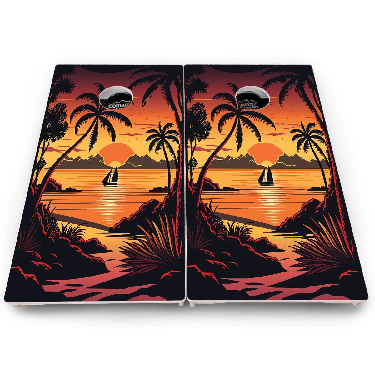 Beach Sunset Cornhole Boards - Pro Solution Lite Series