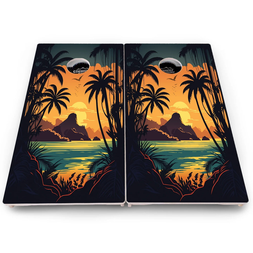 Beach Sunset Cornhole Boards - Pro Solution Lite Series