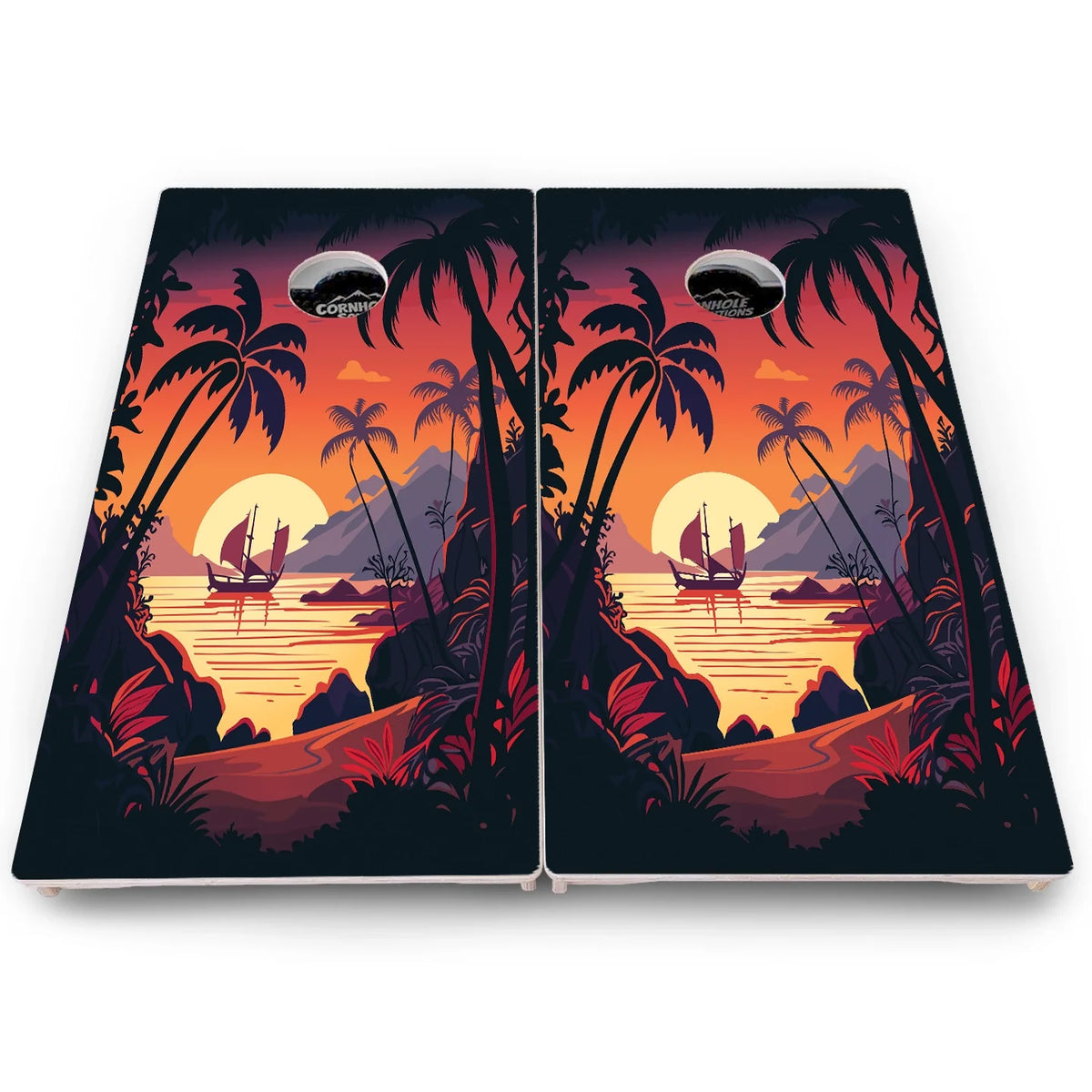 Beach Sunset Cornhole Boards - Pro Solution Lite Series