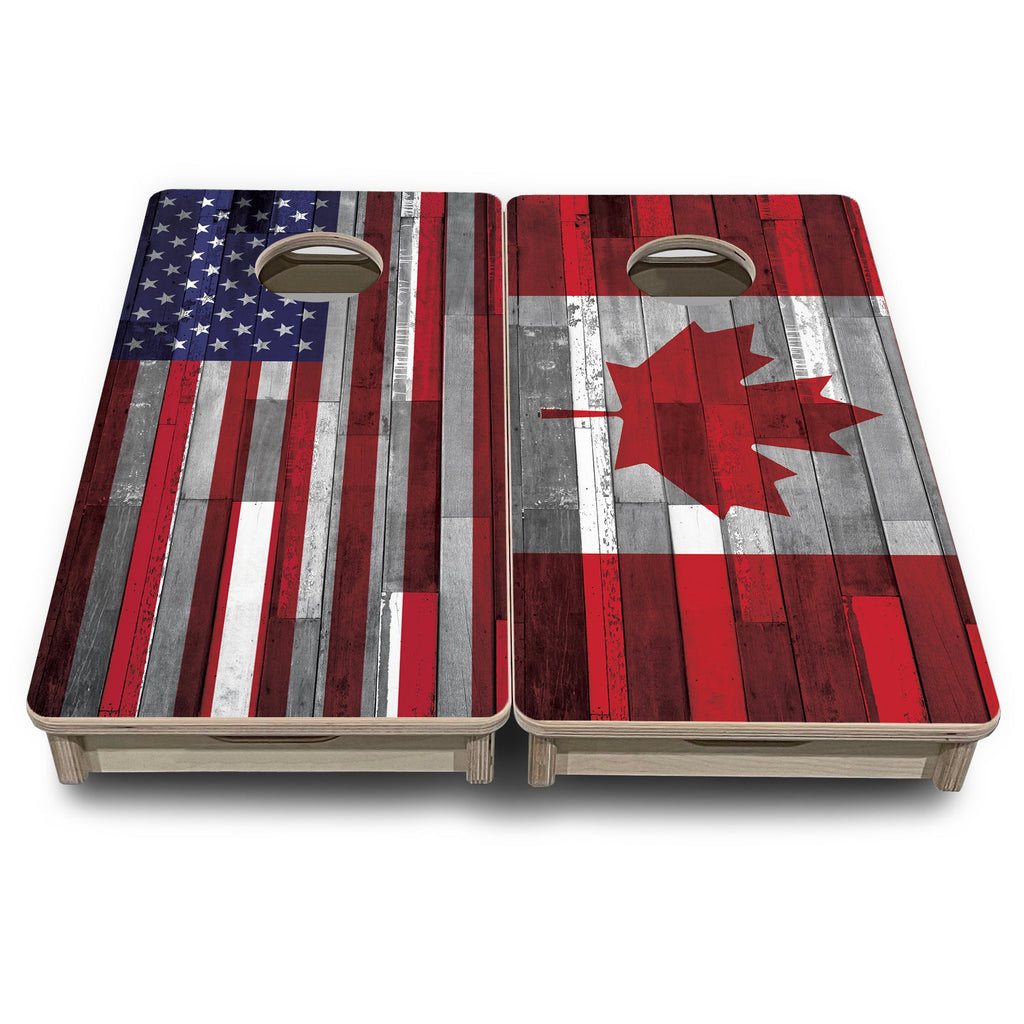 USA / Canada / Union Jack Plank Flag - Mini or Vacation Size Cornhole Boards