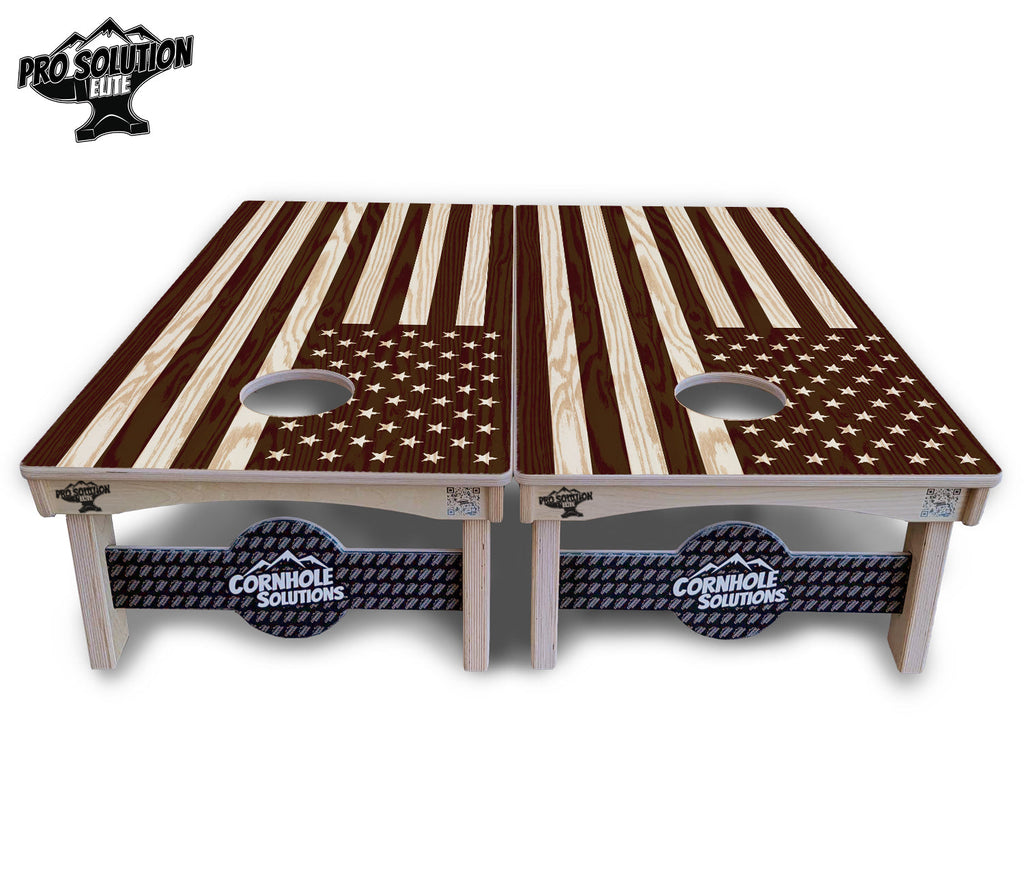 Stained Eagle & Flag Cornhole Boards - Pro Solution Elite Series