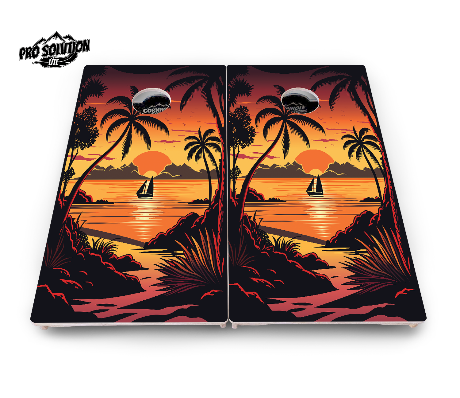 Beach Sunset Cornhole Boards - Pro Solution Lite Series