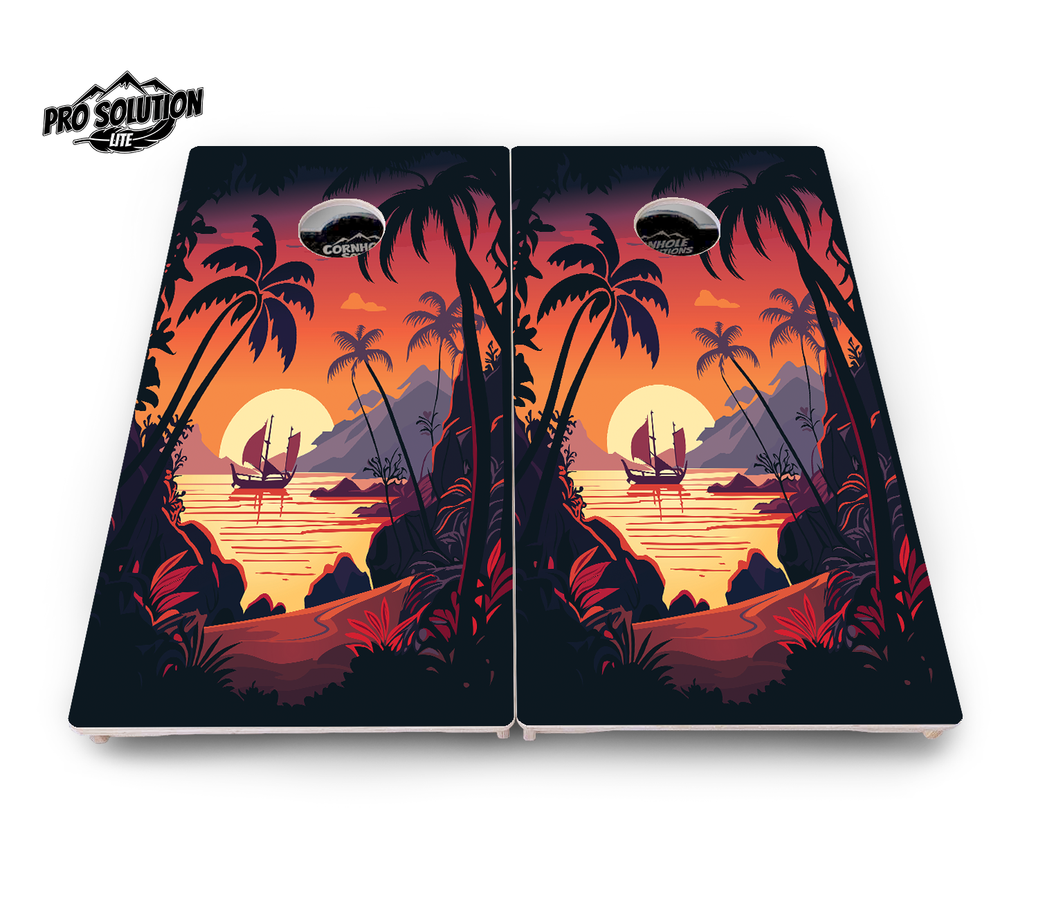 Beach Sunset Cornhole Boards - Pro Solution Lite Series