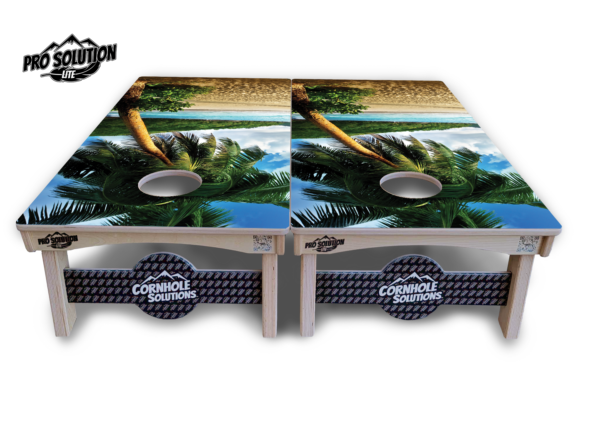 Beach Scene Cornhole Boards - Pro Solution Lite Series