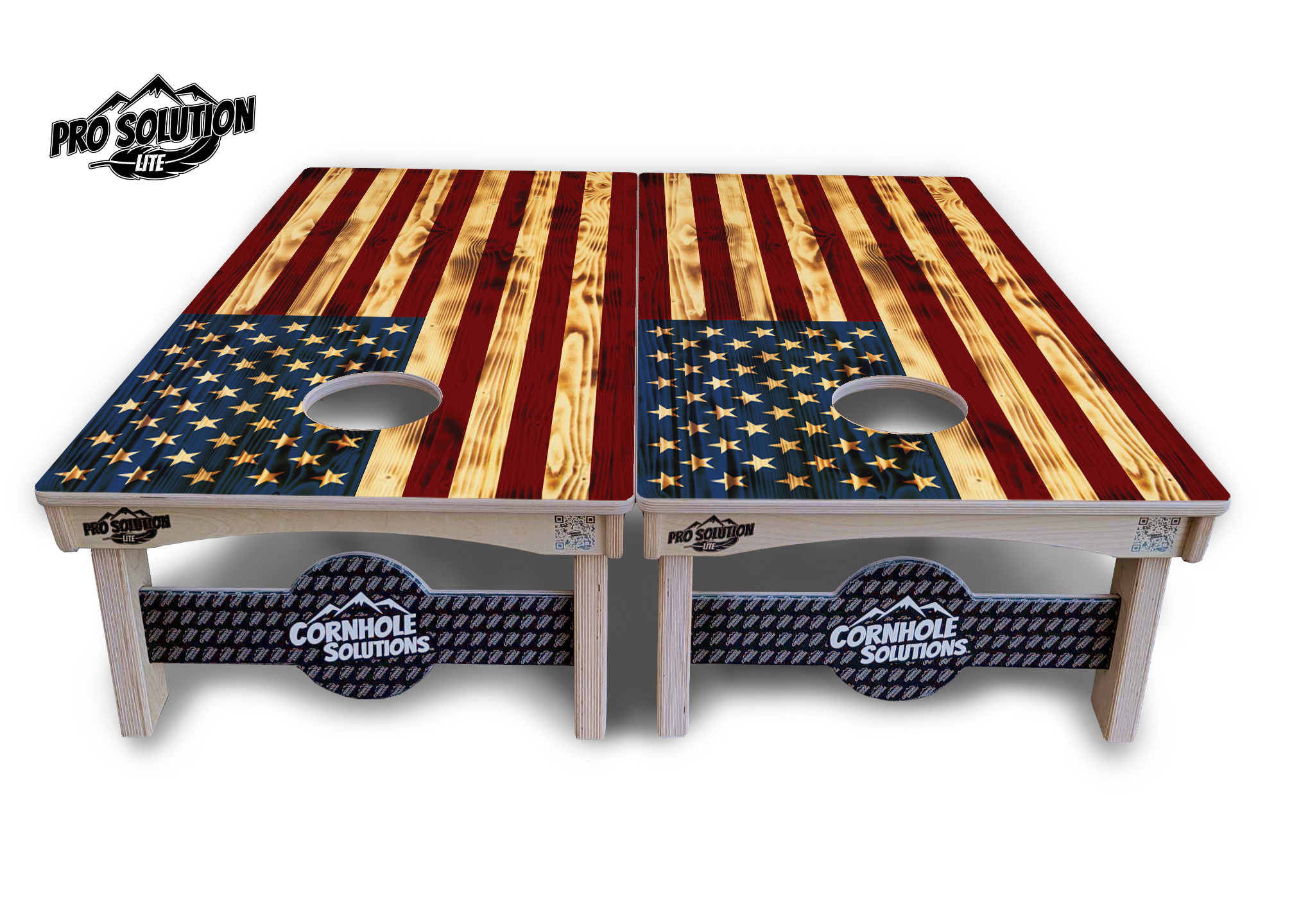 Burnt Color USA Flag Cornhole Boards - Pro Solution Lite Series