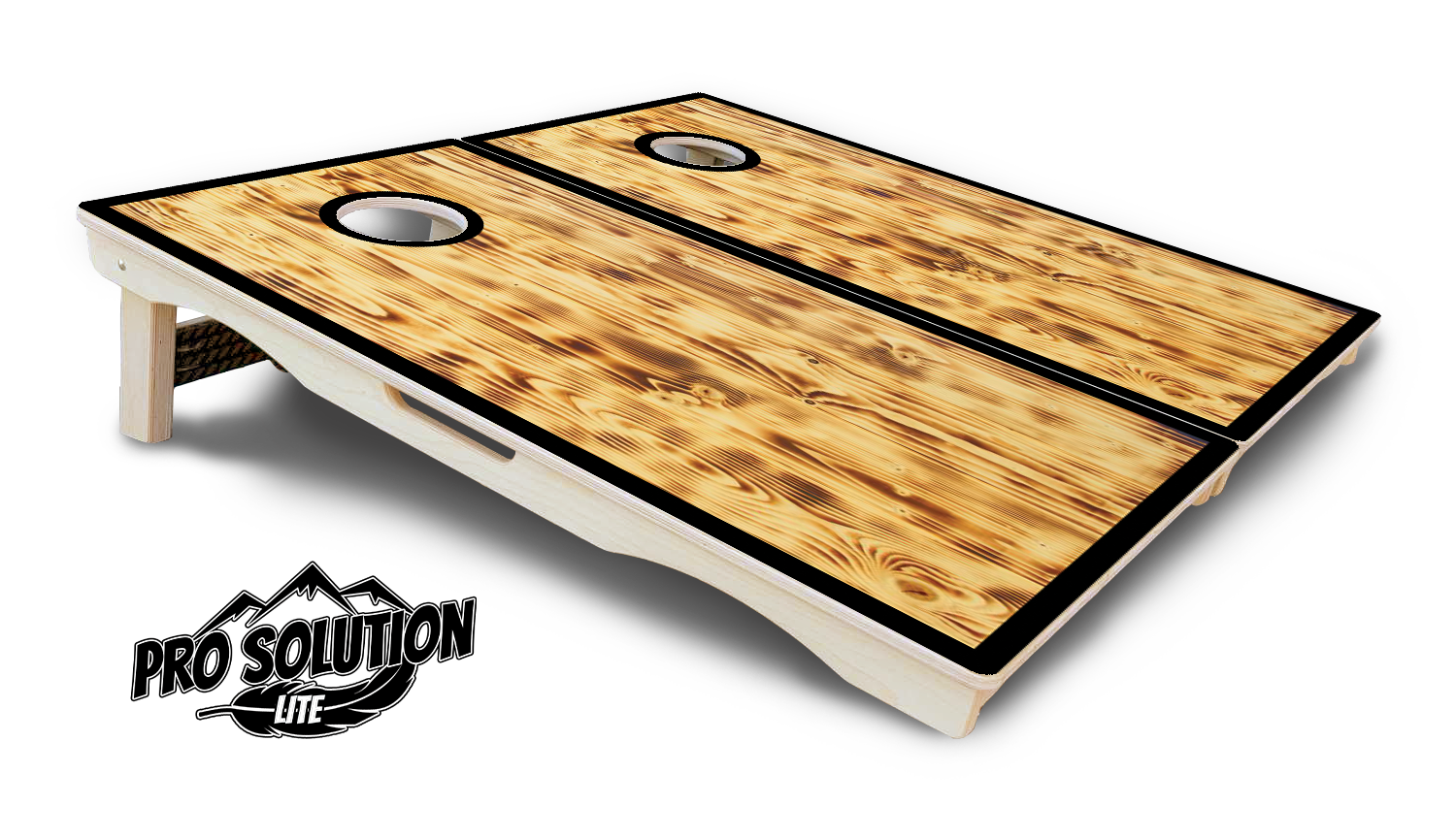 Burnt Wood w/Black Border Cornhole Boards - Pro Solution Lite Series