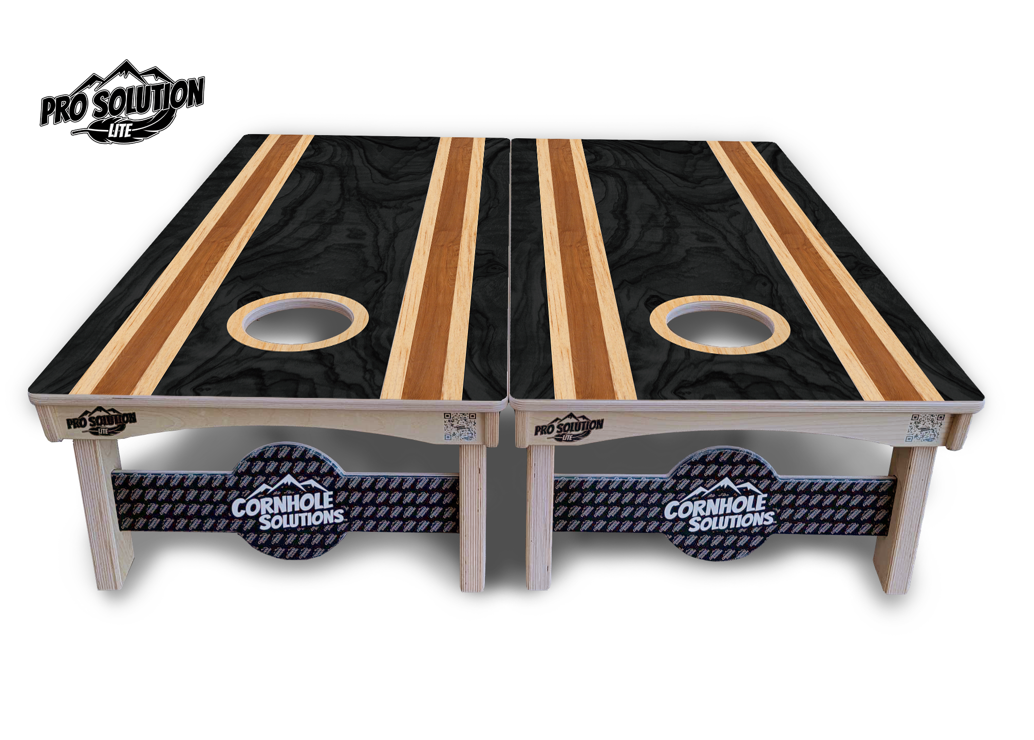 Dark Wood Stripes Cornhole Boards - Pro Solution Lite Series