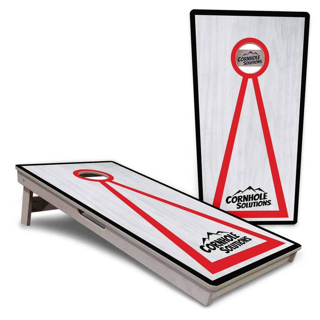 Red/Black Hole Ring Grey Wash Cornhole Boards - Professional Tournament Series