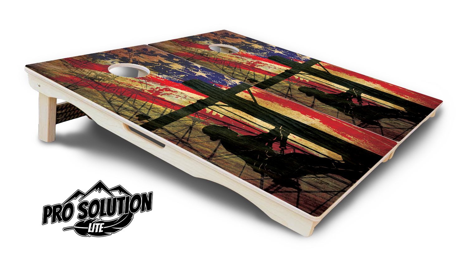 Faded Lineman Flag Cornhole Boards - Pro Solution Lite Series