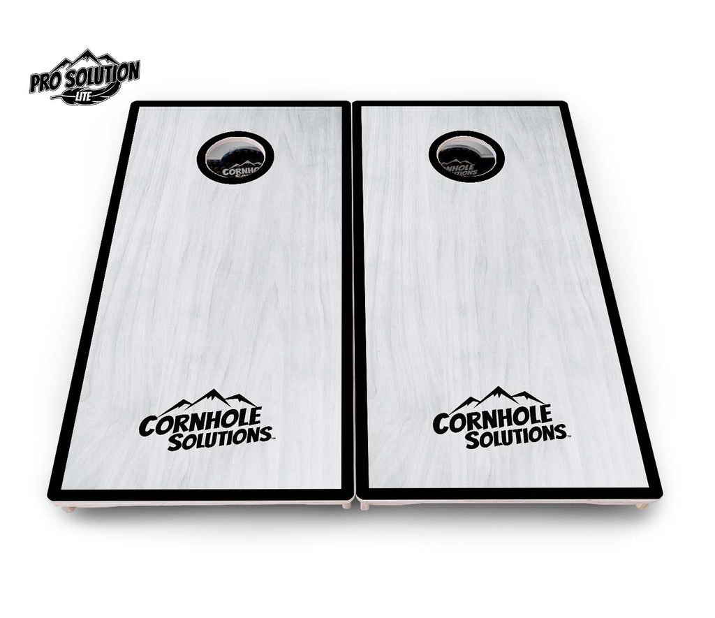 Red/Black Hole Ring Grey Wash Cornhole Boards - Pro Solution Lite Series