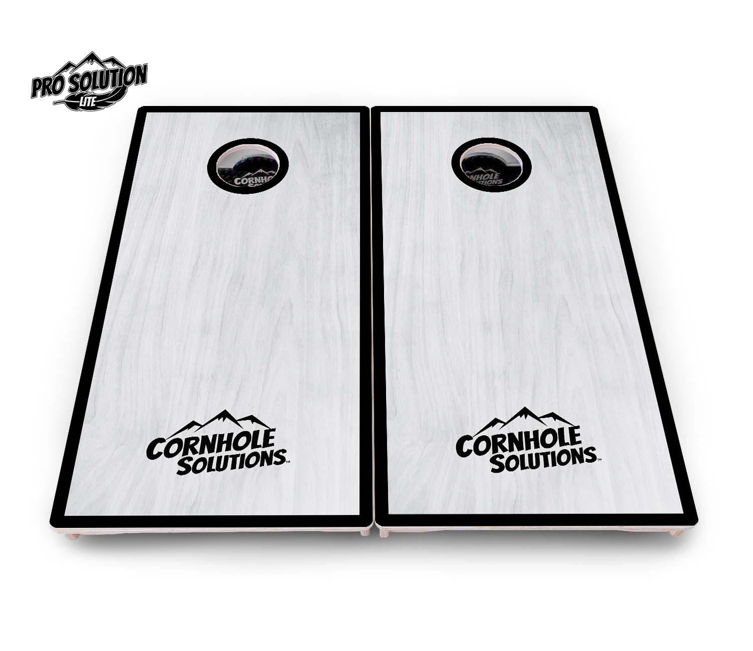 Red/Black Hole Ring Grey Wash Cornhole Boards - Pro Solution Lite Series