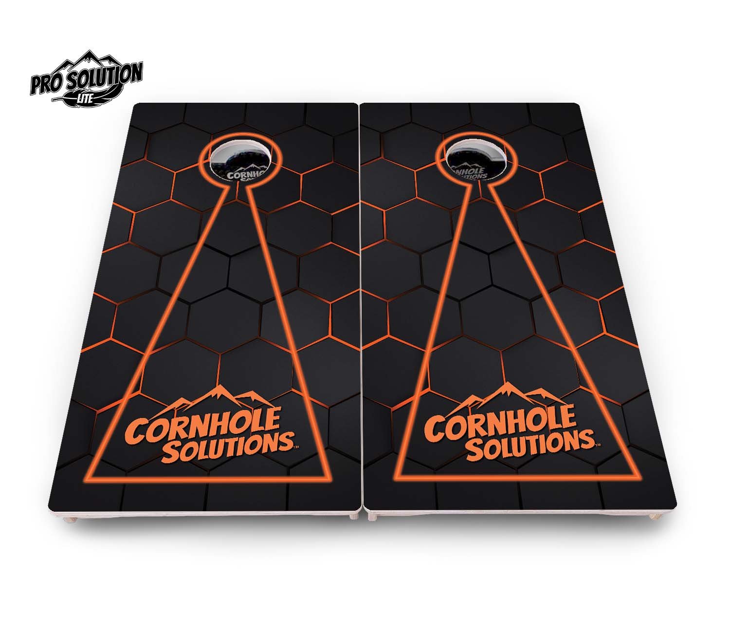 Glow Hole Black Cornhole Boards - Pro Solution Lite Series