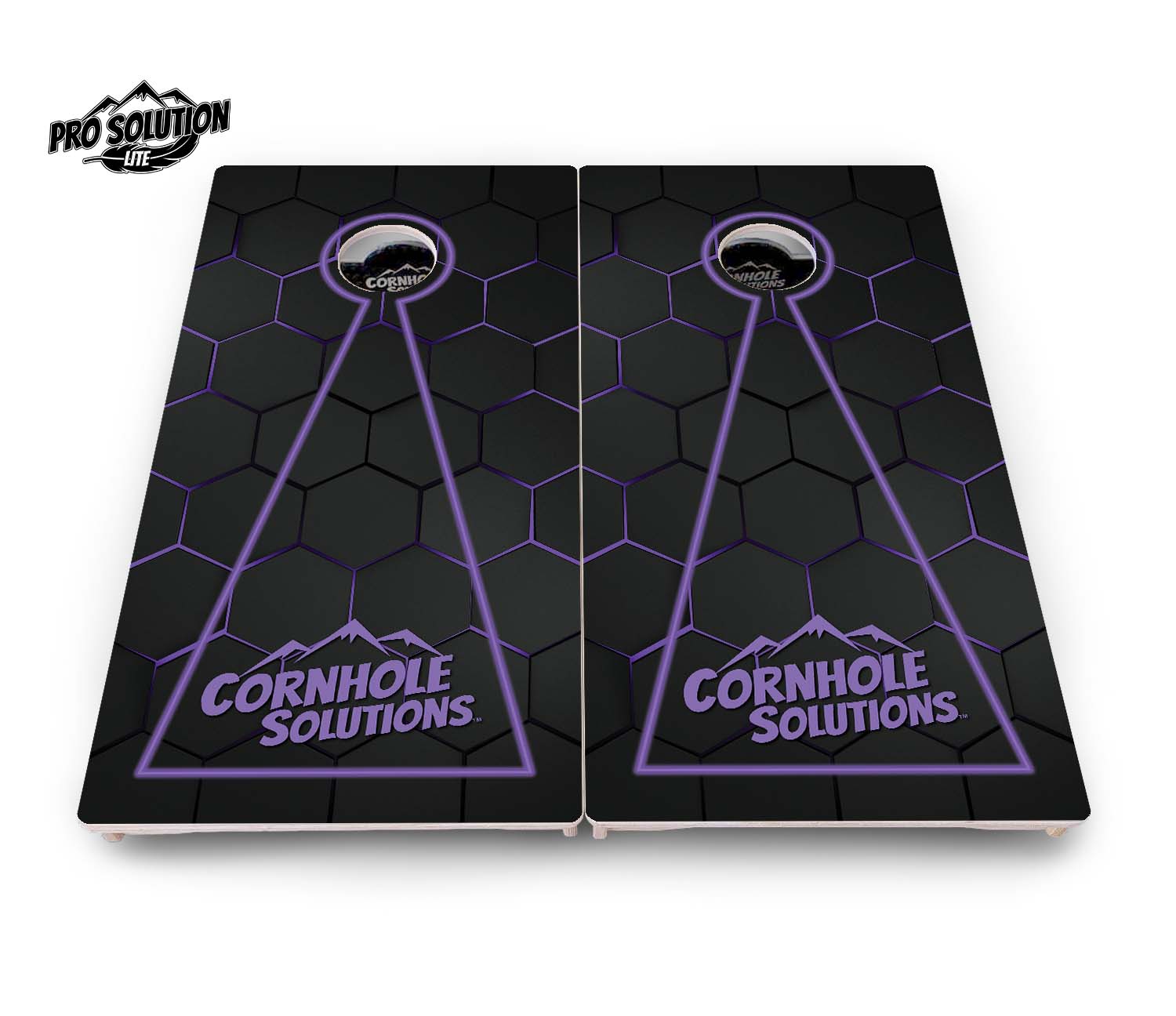 Glow Hole Black Cornhole Boards - Pro Solution Lite Series