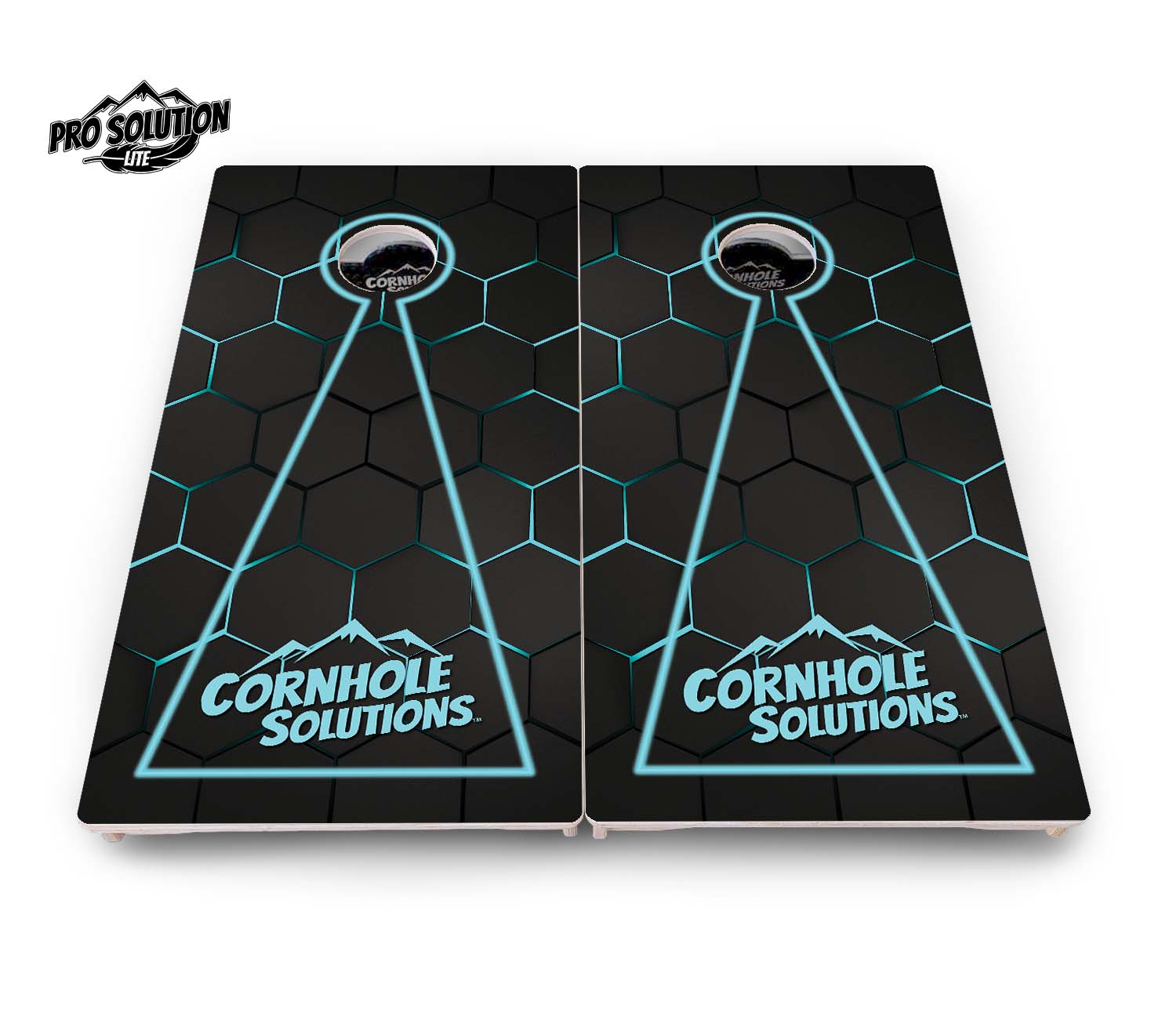 Glow Hole Black Cornhole Boards - Pro Solution Lite Series