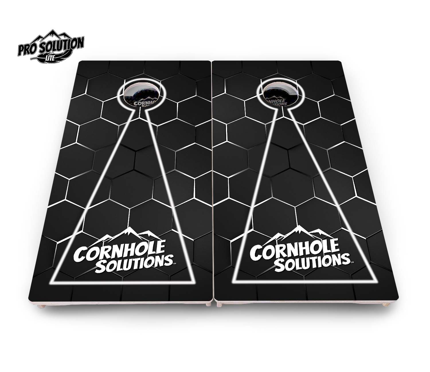Glow Hole Black Cornhole Boards - Pro Solution Lite Series
